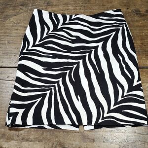 Talbots Petites Sz 12P Skirt Black White Zebra Animal Cotton Lined Pencil